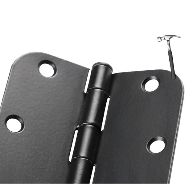 Eklectra 30-Pack Rounded Matte Black Door Hinges – 3.5 Inch, 5/8" Radius